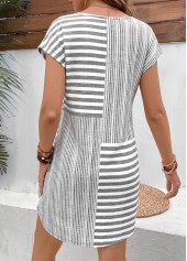 Light Grey Marl Striped Short Tummy Coverage Dress | thumb picture 
