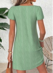 Sage Green Short Asymmetry Asymmetrical Neck Dress | thumb picture 