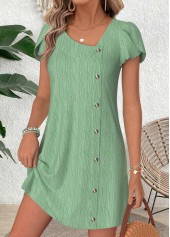 Sage Green Short Asymmetry Asymmetrical Neck Dress | thumb picture 