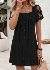 Black Short Patchwork Square Neck Dress | thumb picture 