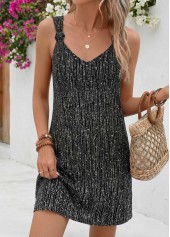Black Short Tie Sleeveless V Neck Dress | thumb picture 