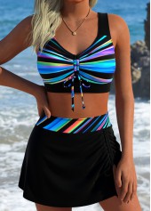 Multi Color High Waisted Wide Waistband Bikini Set