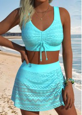 Blue Mid Waisted Bowknot Bikini Set