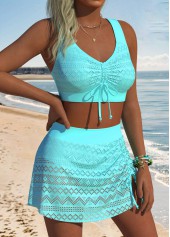 Blue Mid Waisted Bowknot Bikini Set | thumb picture 