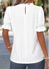 Raw White Frill Short Sleeve Round Neck Blouse | thumb picture 