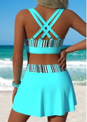 Cyan Mid Waisted Front Slit Hem Bikini Set | thumb picture 