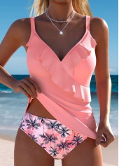 Dusty Pink Mid Waisted Surplice Tankini Set