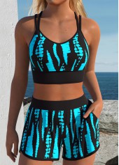 Multi Color Mid Waisted Drawstring Camouflage Print Bikini Set | thumb picture 