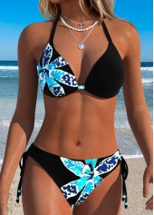 Navy Mid Waisted Pull On Bikini Set