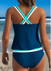 Dark Blue Mid Waisted Drawstring Tankini Set | thumb picture 