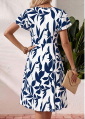 White Leaf Print Tummy Coverage Short Sleeve Dress | thumb picture 