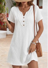 White Short Tummy Coverage Split Neck Dress | thumb picture 