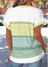 Green Striped Fake 2in1 Short Sleeve T Shirt | thumb picture 