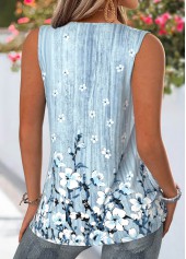 Grey Floral Print Tummy Coverage Sleeveless Tank Top | thumb picture 