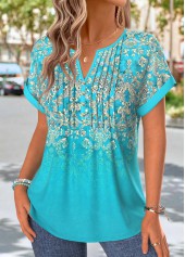 Mint Green Tribal Print Tuck Stitch T Shirt | thumb picture 