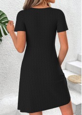 Black Short Shirred Scoop Neck Dress | thumb picture 