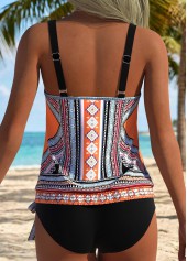 Multi Color Mid Waisted Blouson Tribal Print Tankini Set | thumb picture 