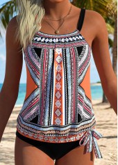 Multi Color Mid Waisted Blouson Tribal Print Tankini Set | thumb picture 