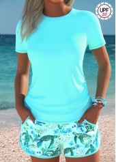 White Mid Waisted Drawstring Marine Life Print Tankini Set