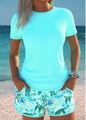 White Mid Waisted Drawstring Marine Life Print Tankini Set | thumb picture 