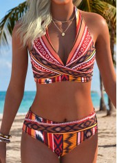 Multi Color Mid Waisted Tribal Print Bikini Set | thumb picture 