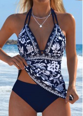 Navy Mid Waisted Tummy Coverage Tankini Set