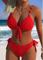 Red Plain Low Waisted Bikini Set | thumb picture 