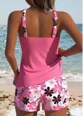 Pink Mid Waisted Two-piece Floral Print Tankini Set | thumb picture 