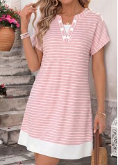 Pink Short Tummy Coverage Split Neck Dress | thumb picture 