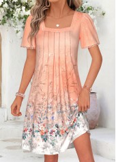 Dusty Pink Floral Print Short Tummy Coverage Dress