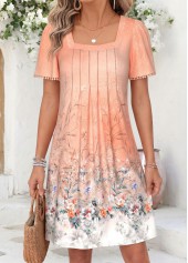 Dusty Pink Floral Print Short Tummy Coverage Dress | thumb picture 