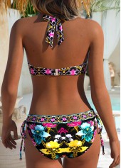 Multi Color Mid Waisted Patchwork Floral Print Bikini Set | thumb picture 
