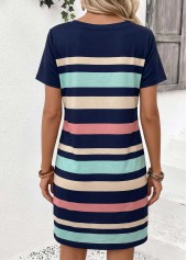 Multi Color Striped Short Tummy Coverage V Neck Dress | thumb picture 