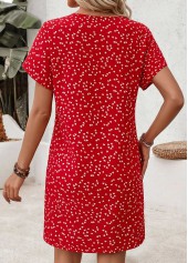 Red Geometric Print Short Tummy Coverage V Neck Dress | thumb picture 
