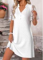 White Short Ruffle V Neck Dress | thumb picture 