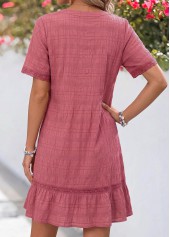 Pink Short Tummy Coverage Split Neck Dress | thumb picture 