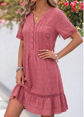 Pink Short Tummy Coverage Split Neck Dress | thumb picture 