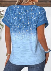 Plus Size Blue Tummy Coverage Ombre Short Sleeve Blouse | thumb picture 