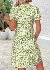 Light Green Floral Print Short Tuck Stitch Dress | thumb picture 