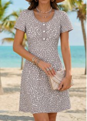 Gray Brown Polka Dot Short Tummy Coverage Dress | thumb picture 