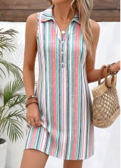 Multi Color Striped Short Tummy Coverage Sleeveless Dress | thumb picture 