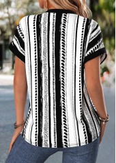Black Geometric Print Tummy Coverage Short Sleeve Blouse | thumb picture 