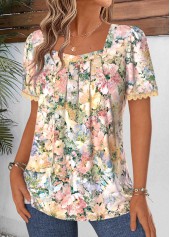 Multi Color Floral Print Tummy Coverage T Shirt | thumb picture 