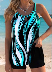 Tummy Coverage Leopard Green Tankini Top-No Bottom