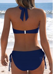 Blue Mid Waisted Patchwork Bikini Set | thumb picture 