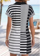 Black Striped Short Shirt Collar Dress | thumb picture 