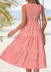 Pink Polka Dot Tummy Coverage Sleeveless Round Neck Dress | thumb picture 