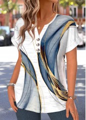 Multi Color Geometric Print Tummy Coverage T Shirt | thumb picture 