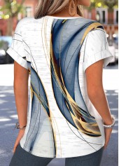 Multi Color Geometric Print Tummy Coverage T Shirt | thumb picture 