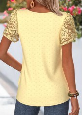 Yellow Shirred Petal Short Sleeve Blouse | thumb picture 
